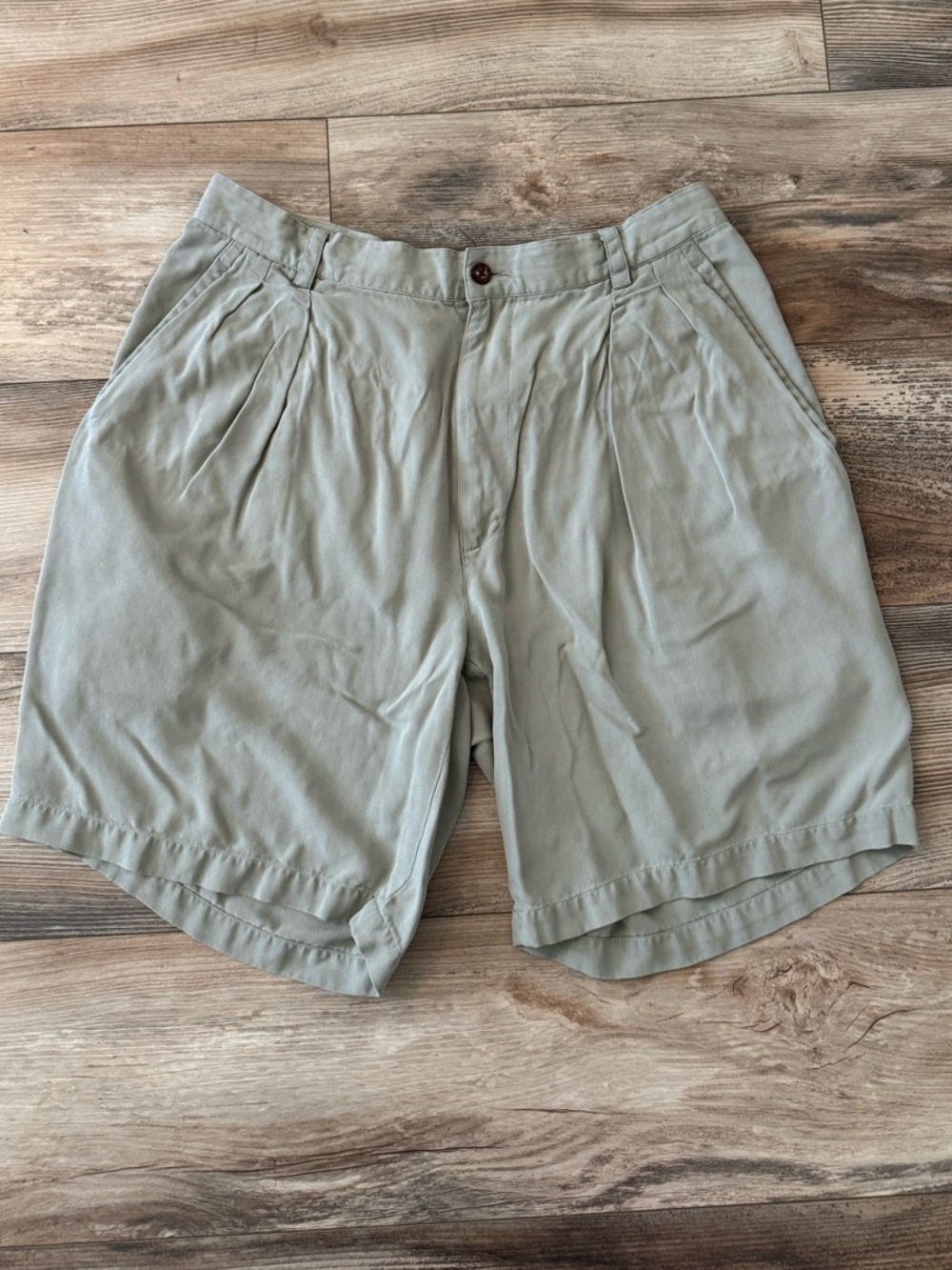 Tommy Bahama 100% Silk Men’s Shorts Light Green Size 34 Pleated